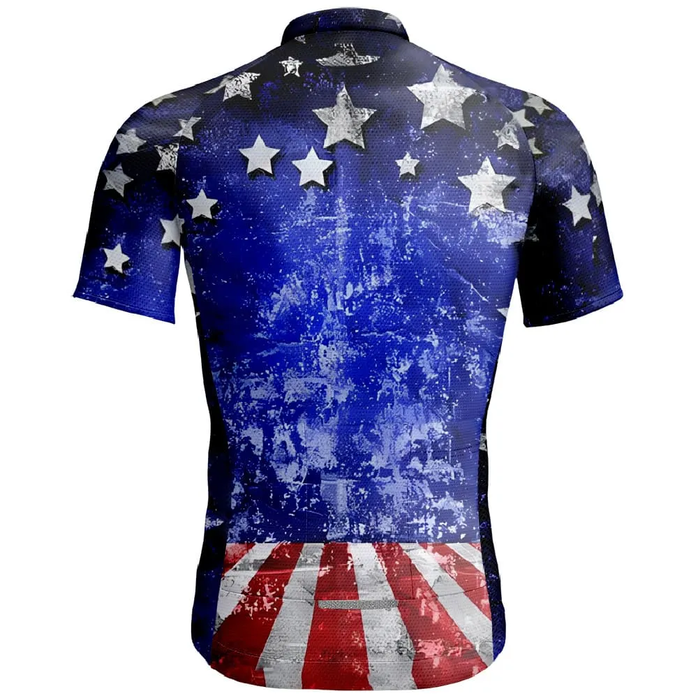 Star & Stripe  Pattern Men's Cycling Shirt Flag top