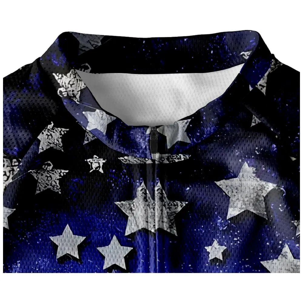 Star & Stripe  Pattern Men's Cycling Shirt Flag top