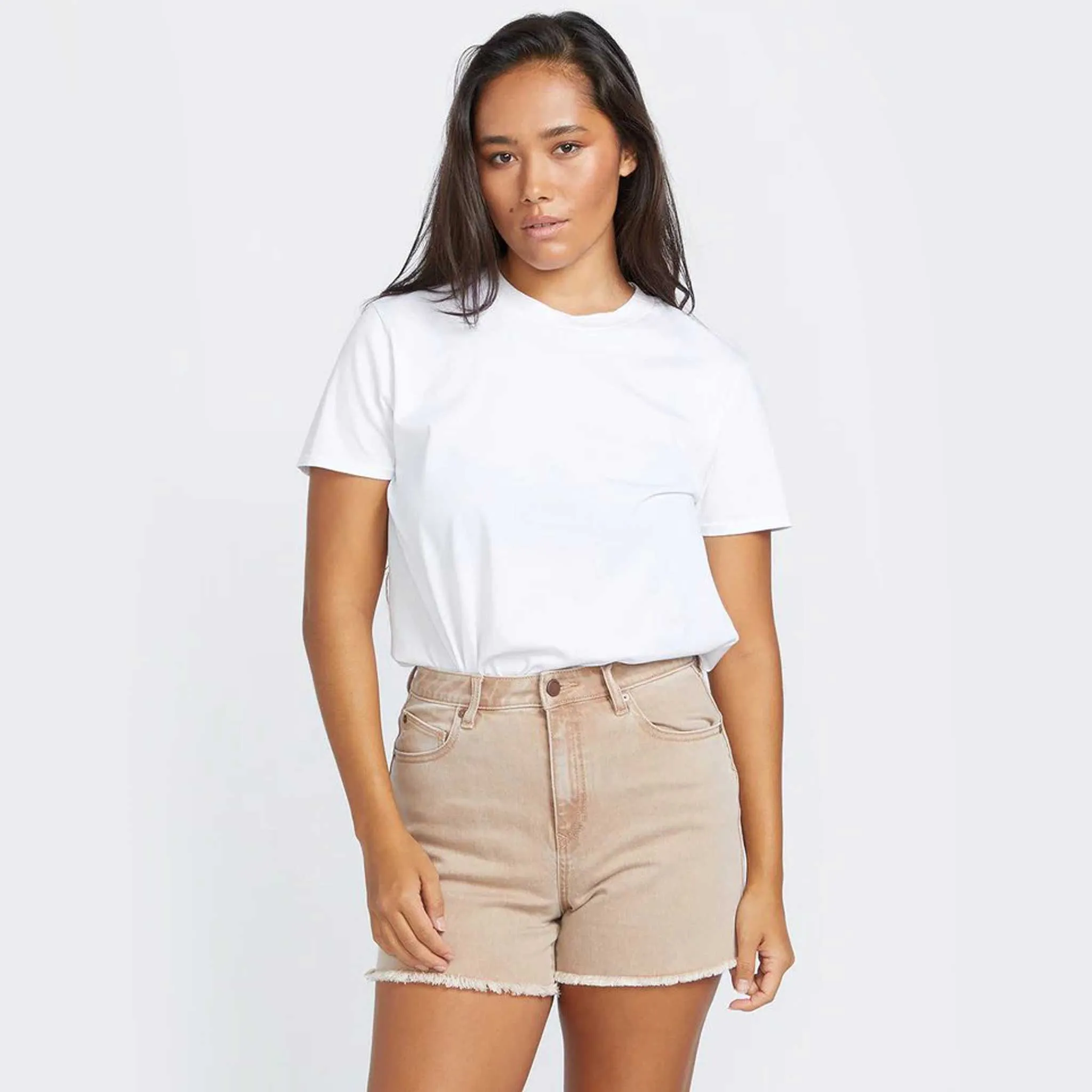 Stone Step High Rise Denim Shorts