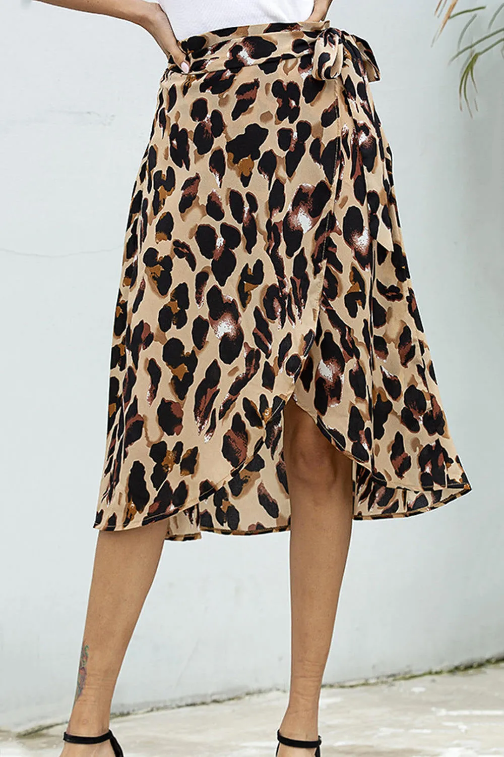 Summer Leopard Print Split Wrap Skirts