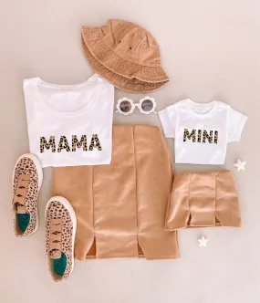 Tan Matching Skirts & Mama and Mini Matching Shirts