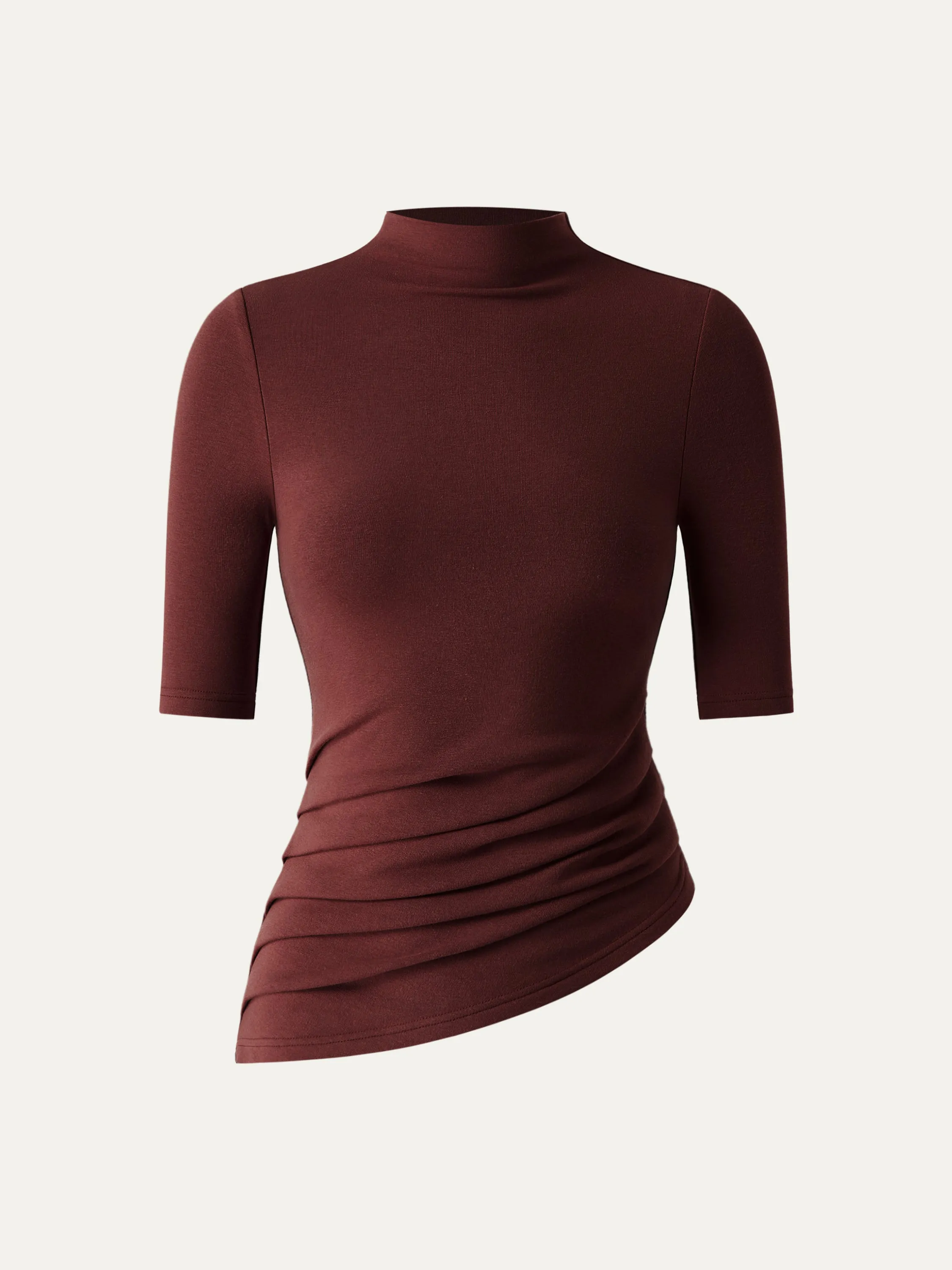 Thermal Asymmetrical Mock-Neck Top