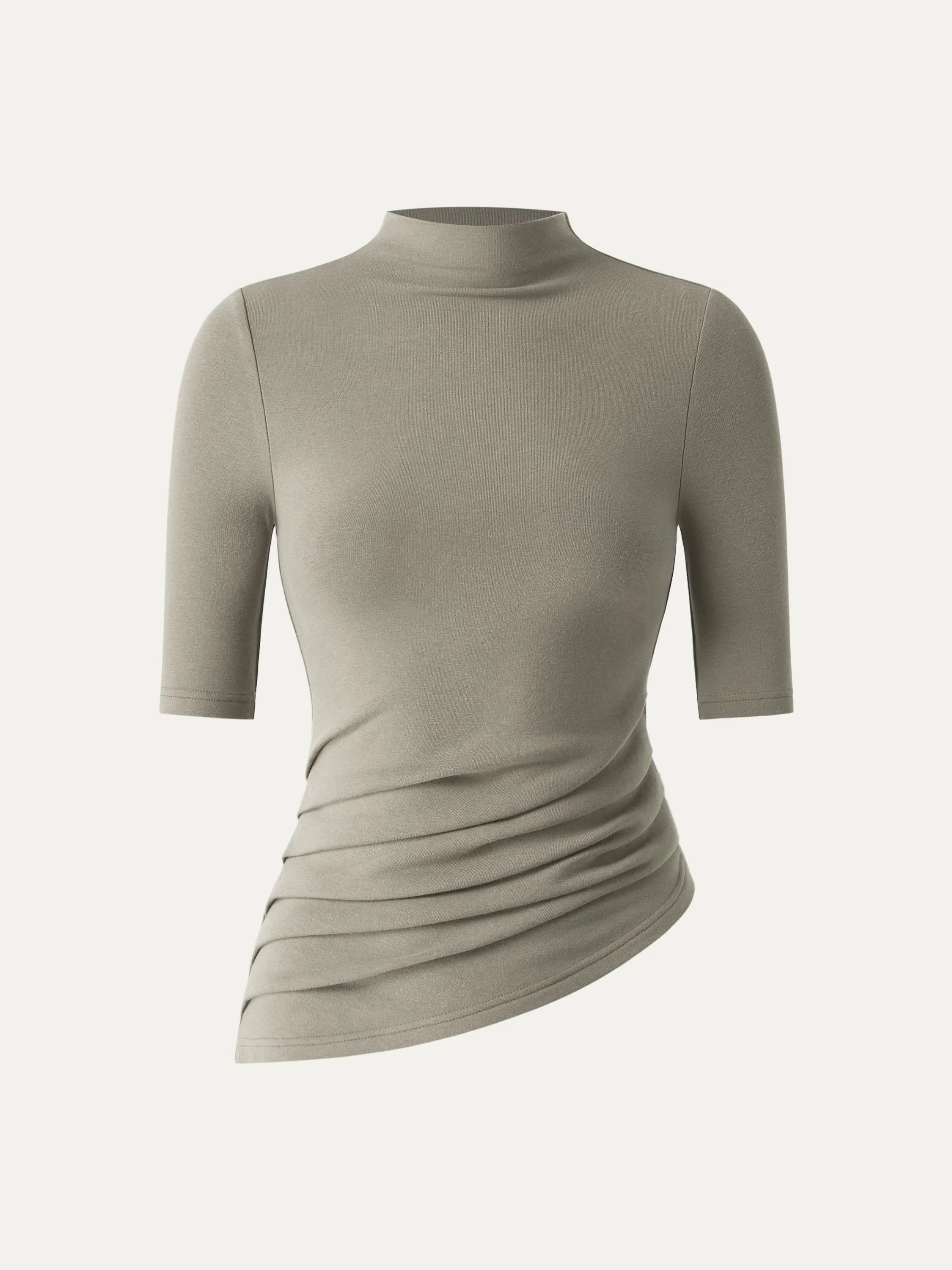 Thermal Asymmetrical Mock-Neck Top