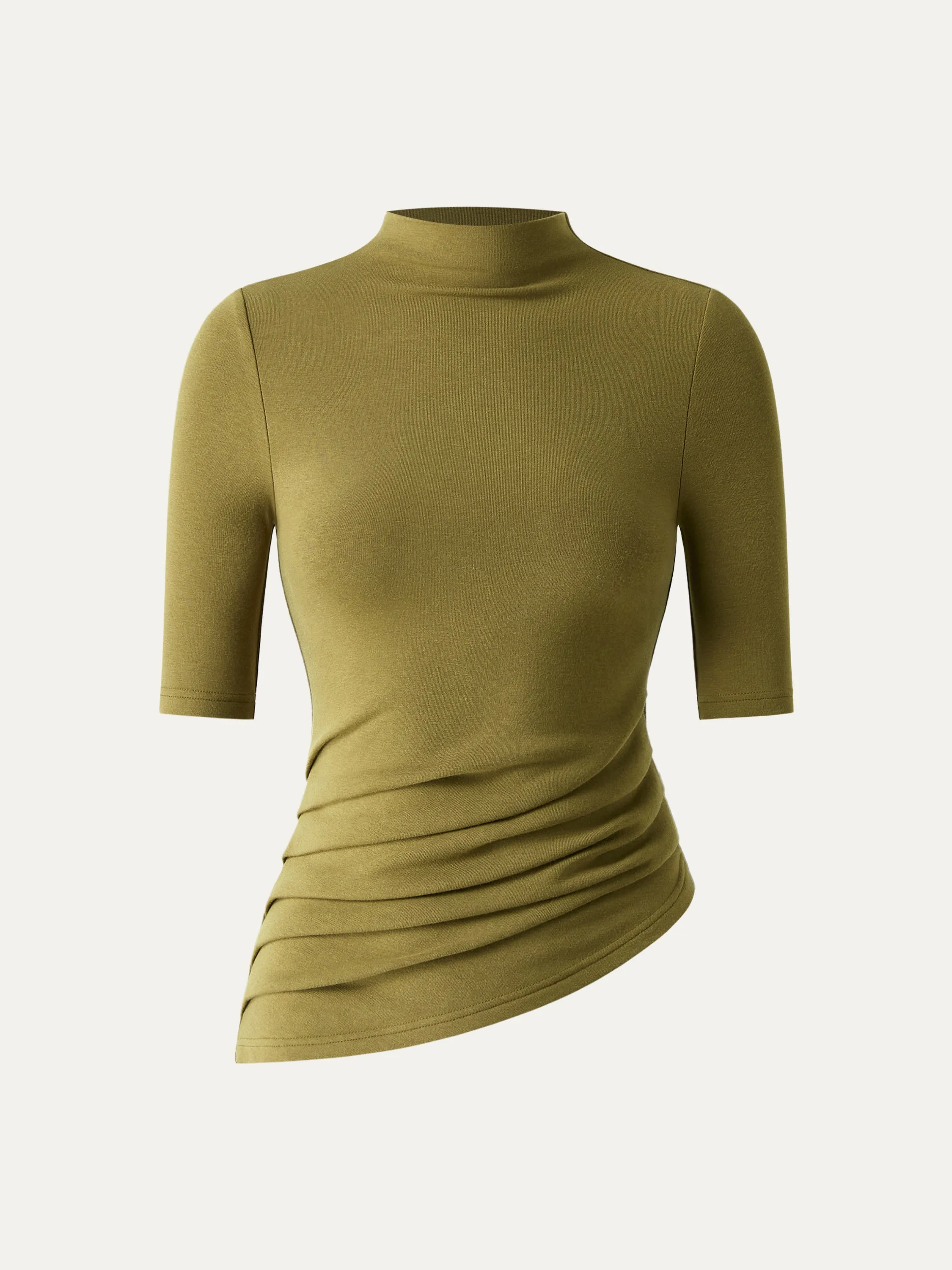 Thermal Asymmetrical Mock-Neck Top