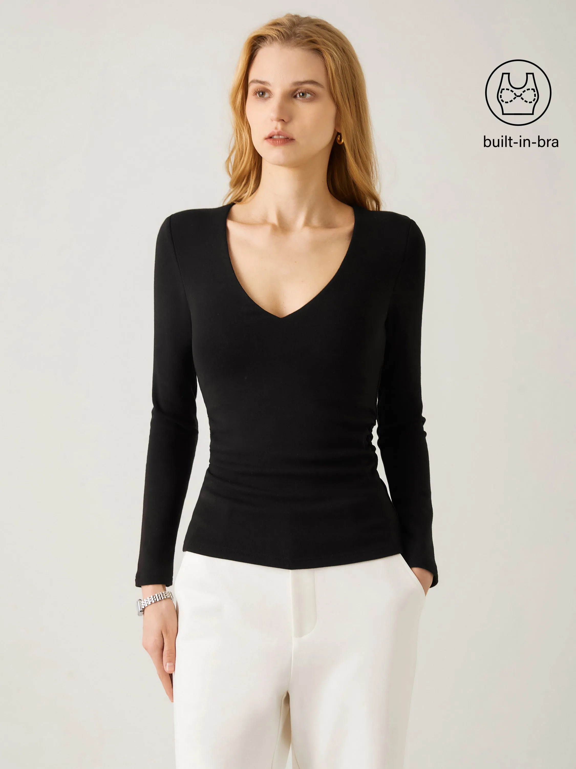 V-Neck Ruched Sides Brami Top