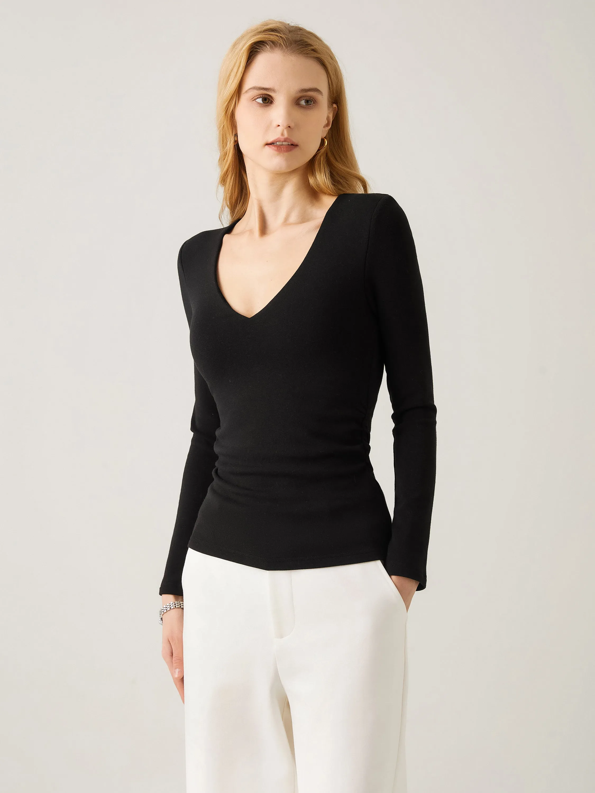 V-Neck Ruched Sides Brami Top