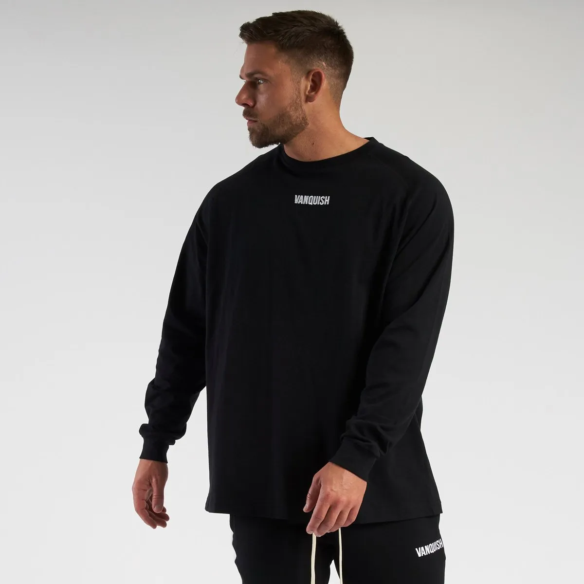 Vanquish Contrast Black Oversized Long Sleeve T Shirt