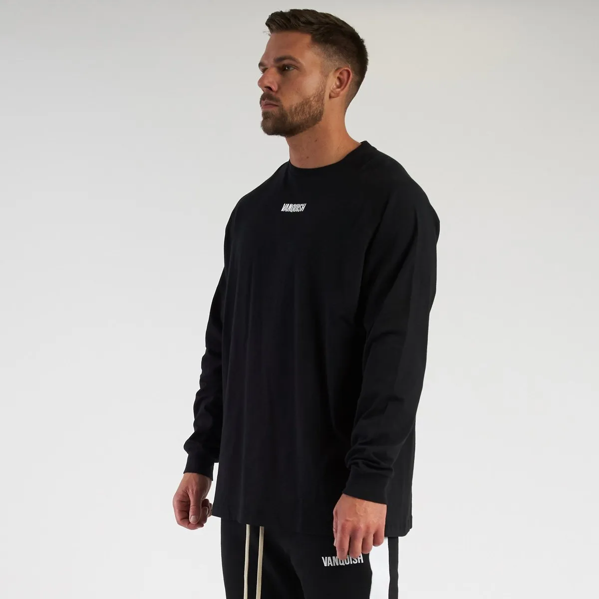 Vanquish Contrast Black Oversized Long Sleeve T Shirt