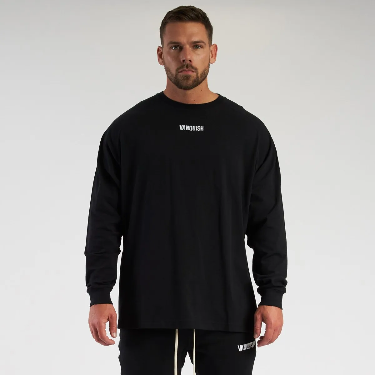 Vanquish Contrast Black Oversized Long Sleeve T Shirt