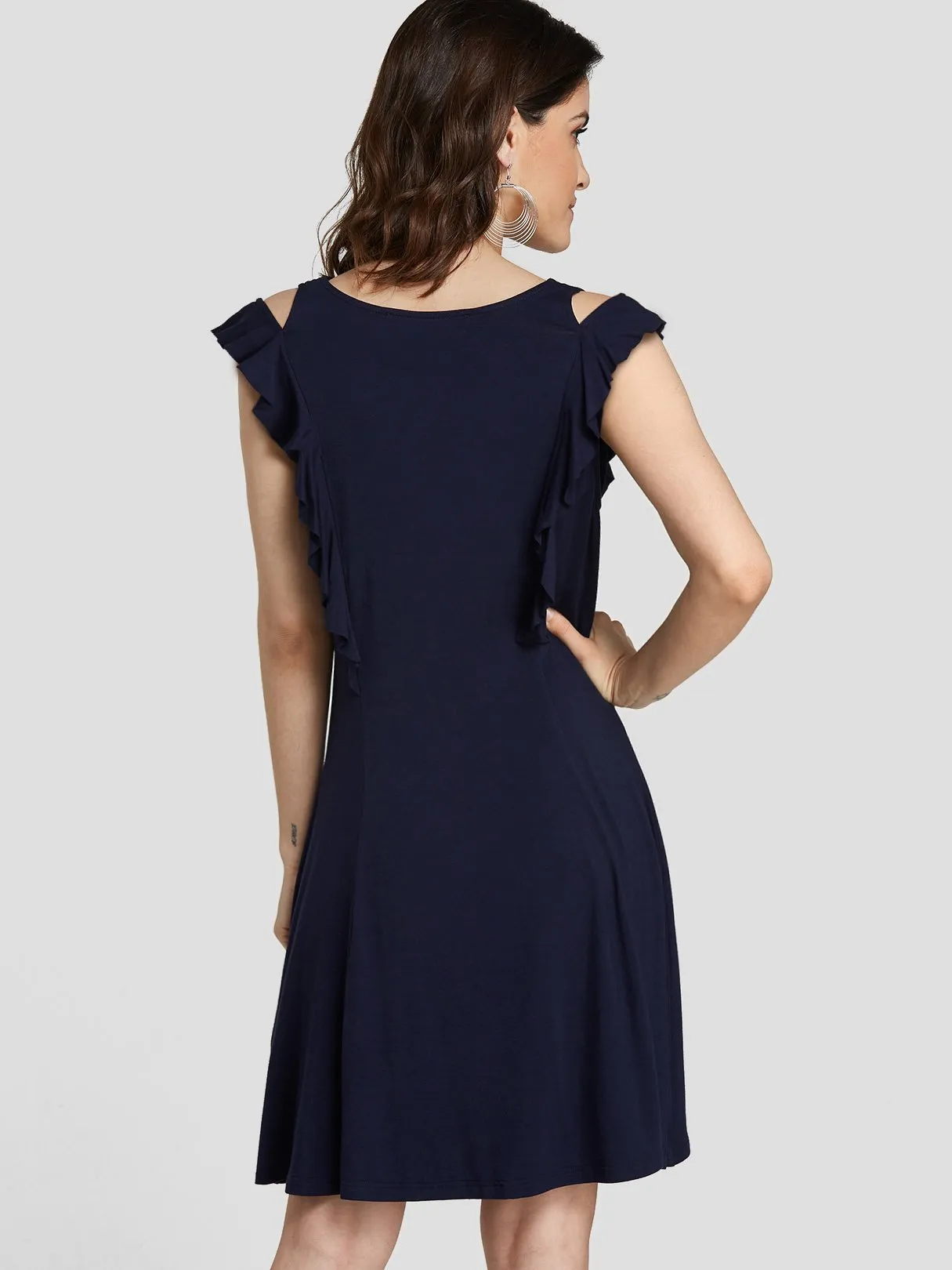 Wholesale Navy Round Neck Sleeveless Casual Dress