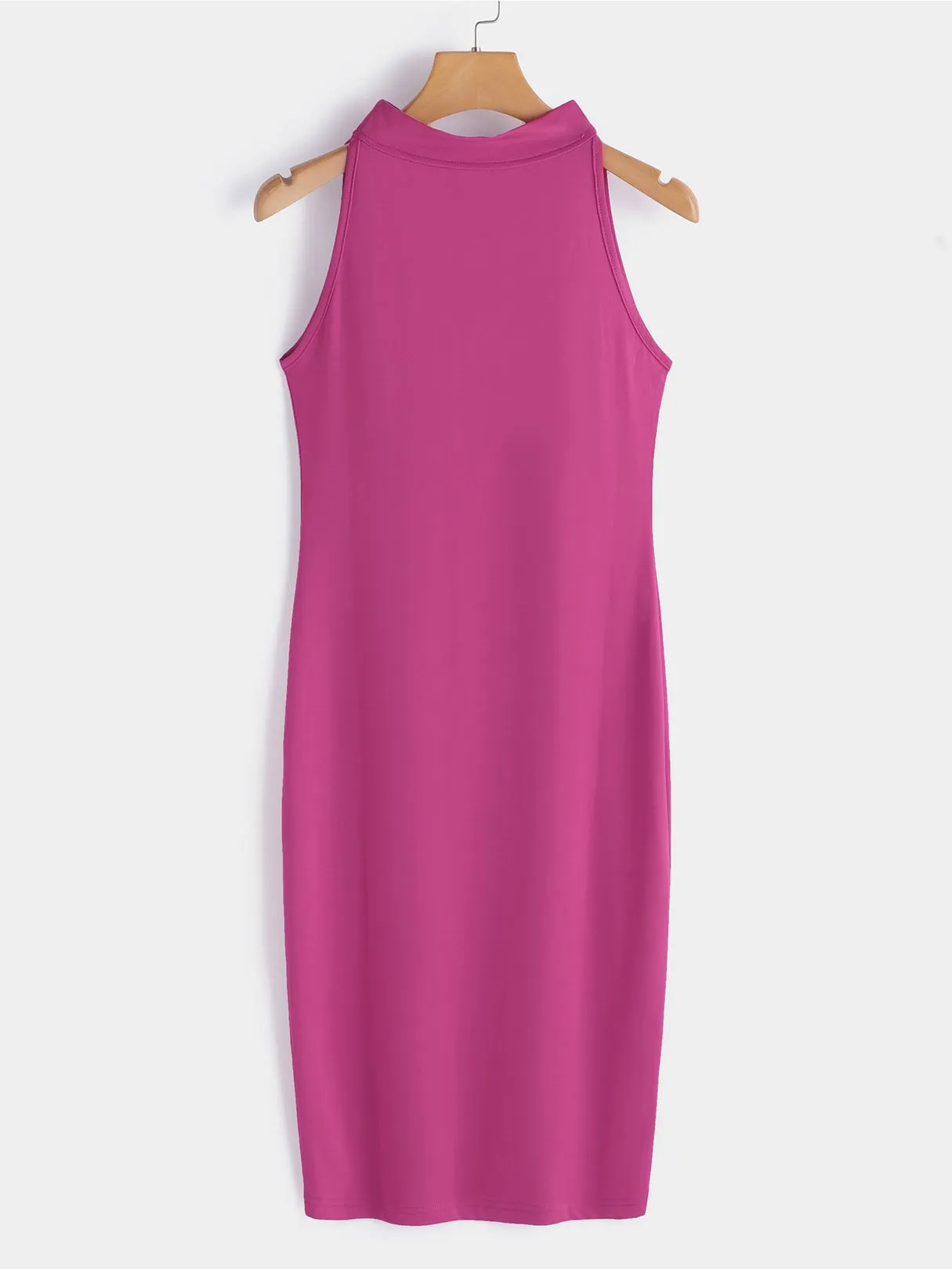 Wholesale Perkins Collar Sleeveless Plain Bodycon Dresses