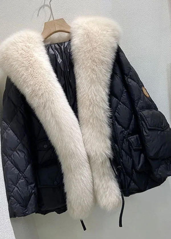 Women Green Fur Collar Oversized Duck Down Puffers Jackets Winter