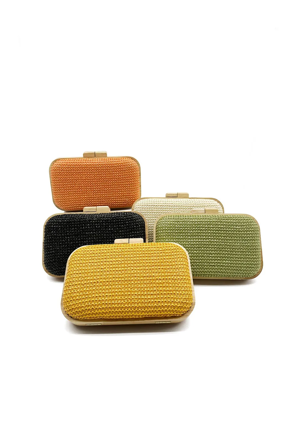 Yellow Handmade Wooden Clutch Bag